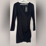 Sarin Mathews Long Sleeve BodyCon VNeck Black Mini Dress Cocktail Small NWT Photo 2