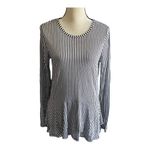 Michael Kors beautiful tunic top, black and white stripes. Long sleeves, lightweight, two tier ruffle bottom, excellent condition, size medium Measurements: Bust: armpit to armpit 20 inches Length: shoulder seam to bottom 29 inches Photo 1