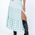 Princess Polly Noami Kate Midi Skirt 10 Green Gingham Tiered Cottage Cowgirl Photo 0
