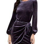 Yumi Kim  Purple Velvet Tie Waist Dress New Small Photo 0