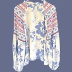 Like New Anthropologie Emily Lovelock Emma Top Medium Floral Elephant Palm Tree Photo 7