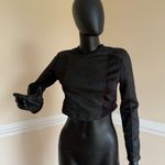 Faux Leather Pu Leather Mock Neck Crop Top Tee T Photo 6