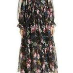 ByTIMO BLACK MULTI Floral Wrap Bodice Long Sleeve Chiffon DRESS SIZE L Size L Photo 0