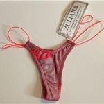 Zuliana Size S/M Bright Coral Mesh Sheer Cover Up Dress With Metallic Thong. New Photo 5