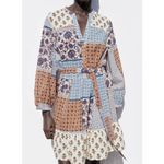 ZARA Belted Patchwork Cottagecore Printed Shirt Dress in Multicolor Photo 1