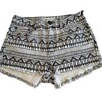 Pacsun Bullhead Aztec Tribal Mid Rise Denim Shorts Size 5 Frayed Hem Black White Photo 0