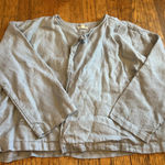 Eileen Fisher Jacket Womens Medium Light Gray Linen Open Front Collarless Boxy Photo 0