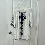 Chic Connection White And Blue Coastal Cowgirl Boho Mini Dress (Size M) Size M Photo 0
