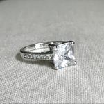 Lia Sophia  3 Ct Princess CZ Rhodium Silver Engagement Ring Sz 6 Photo 1