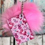 Sassy Mermaid Pink Keychain With Faux Fur Pom Photo 0