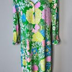 Lilly Pulitzer  Palmetto Hibiscus Pima Cotton Floral Green Tropical Dress - Sz S Photo 2