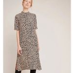 Anthropologie MacKenzie Leopard Print Midi Shift Dress Womens Medium Boho Hippie Photo 2