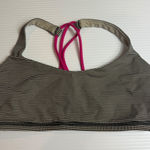Lululemon ‎ Striped Yoga Bra Light Support Crisscross Straps Hot Pink Sz 6 Photo 0