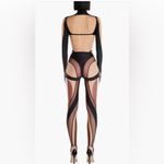 MUGLER Panelled Long Sleeve Illusion Mesh Cut Out Bodysuit Top, Size 44. $975 Black Photo 3
