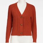 Joie  Cable Knit Sweater Cardigan Tank Set Womens XS Rust Red Cropped 2pc Casual Photo 0