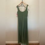 Thread Square Neck Chiffon Maxi‎ Dress With Circle Skirt Size 10 Green Photo 12