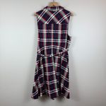 Torrid Shirt Dress Women's 3XBlue Red Plaid Poplin Collared Tie-Waist Sleeveless Photo 1