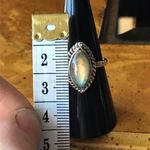 Natural Labradorite Sterling Silver Solitaire Ring Size 7 Orange Photo 4