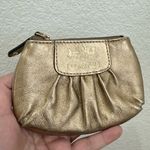 Coach Metallic Gold Leather Horse Carriage Logo Small Coin Purse Wallet Photo 3