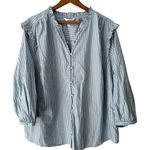 LC Lauren Conrad Women's  Blue Stripes 3/4 Sleeve Plus‎ Size 3X Blouse Button-Up Photo 1