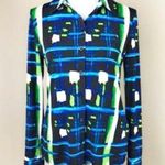 Karl Lagerfeld  women's S small long sleeve abstract geo print button up shirt Photo 0