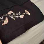 Unik Black Floral Embellished Short Sleeve Blouse Size L Photo 5