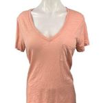 Madewell  Orange Peach Pastel V Neck Cotton Basic Pocket T Shirt Tee Top Size M Photo 0