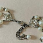 Three Strand Pearl Chain Silver Necklace Vintage “Esme” 19” Classic Feminine White Photo 6