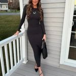 SKIMS Fits Everybody Long Sleeve Crewneck Dress in Onyx Black Size Medium Photo 2