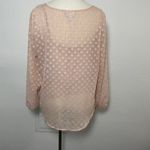 Liz Claiborne  Blush‎ Pink Sheer Chiffon Blouse M Romantic Boho Long Sleeve Photo 4