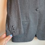 Liz Claiborne  Vtg Women 100 %  Wool Blazer Jacket Shoulder Pads Gray One Button Photo 3