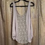 Marigold USA Flowy Boho Stretchy Lace Panel Tank Top Pinky Beige Large Pink Photo 1
