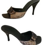 Donald Pliner Animal Print Shoe Slide Bronze Hair Calf Rhinestones leather $325 Brown Size 8.5 Photo 0