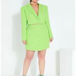 Eloquii spring cropped blazer dress in green, size 20 Photo 1