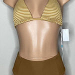 Anthropologie New. WET L.A. brown stripe bikini. X-Small. Retails $186 Photo 0
