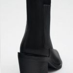 ZARA genuine leather cowboy western black ankle boots Photo 3