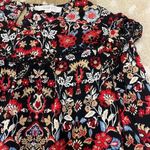 Loft multicolor floral embroidered scallop hem blouse women’s size large Photo 4