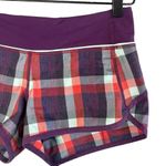 Lululemon Women’s Size 4 Speed Short Wheezy Purple Blue Multi Check Photo 1