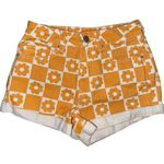 PacSun Orange Daisy Print White Mom Shorts size 23 nwot high rise cuffed hem Photo 4
