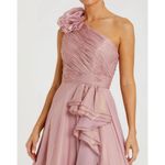 Mac Duggal NWT 49252 Pink Iridescent One Shoulder Rosette Ball Gown Size 10 Photo 3