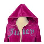 Juicy Couture Vintage Y2K  Pink Velour Metallic Glitter Zip Up Hoodie Jacket Sz L Photo 3
