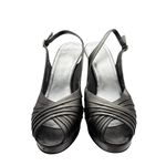 Stuart Weitzman Platform Slingback Peep-toe High Heels in Gunmetal Gray Size 8.5 Photo 1