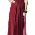 DESSY COLLECTION Vivian Diamond 2970 Claret Off the Shoulder Draped Dress $284 Red Size 14 Photo 0