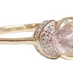 14K Rose Gold Oval Shape Morganite Cubic Zirconia Women's Ring Size 7 Photo 1