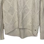 American Eagle  Open Knit Sweater‎ Size Small Cream Cotton Wool Stretch Blend Photo 3