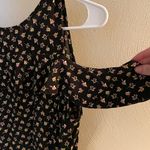 Loft Floral Ruffle Cold Shoulder Black Short Sleeve Shirt Photo 4