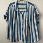Old Navy  Blue White Striped Relaxed Buttom Down Shirt, Size 2X Photo 0