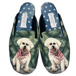 Amy Jo Gladstone Bichon Dog Needlepoint Slip On Loafers Flats Shoes size Large Photo 0