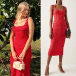 Mara Hoffman  Sloan Popcorn Midi Dress Red Sz XXS Photo 1