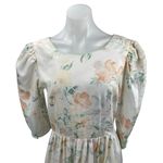 Vintage Lanz Womens White Floral Short Puff Sleeve Midi A Photo 1